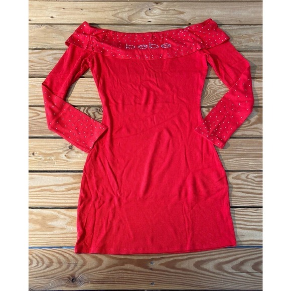 NWT Bebe Scattered Stones Mini Dress Size Small Women’s Red MSRP $79 - Picture 1 of 10